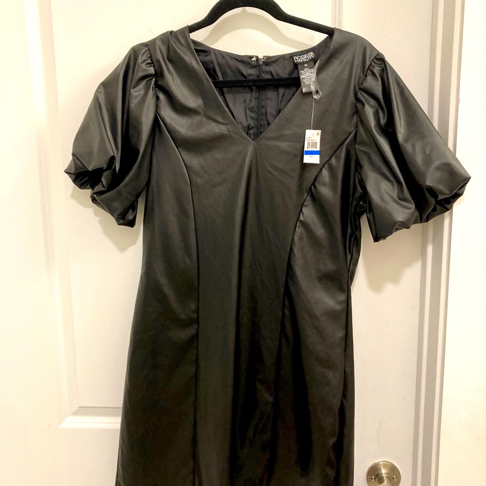 NWT black full leather size XL mini dress